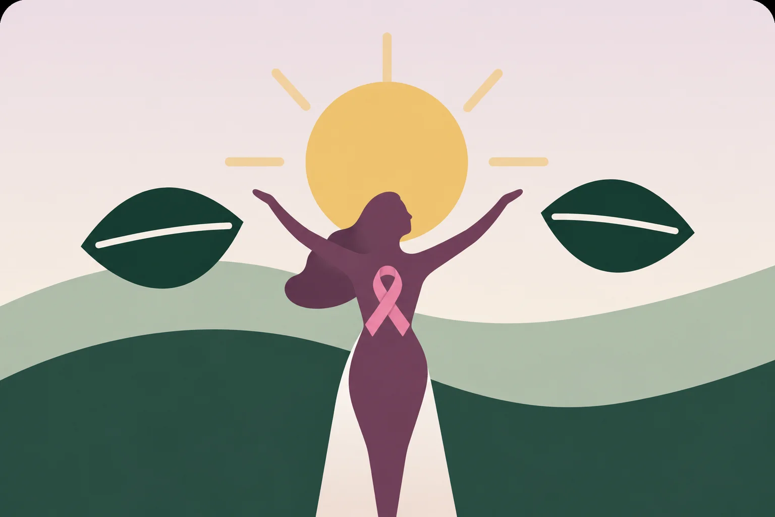 Figura Feminina com Laço Rosa e Sol